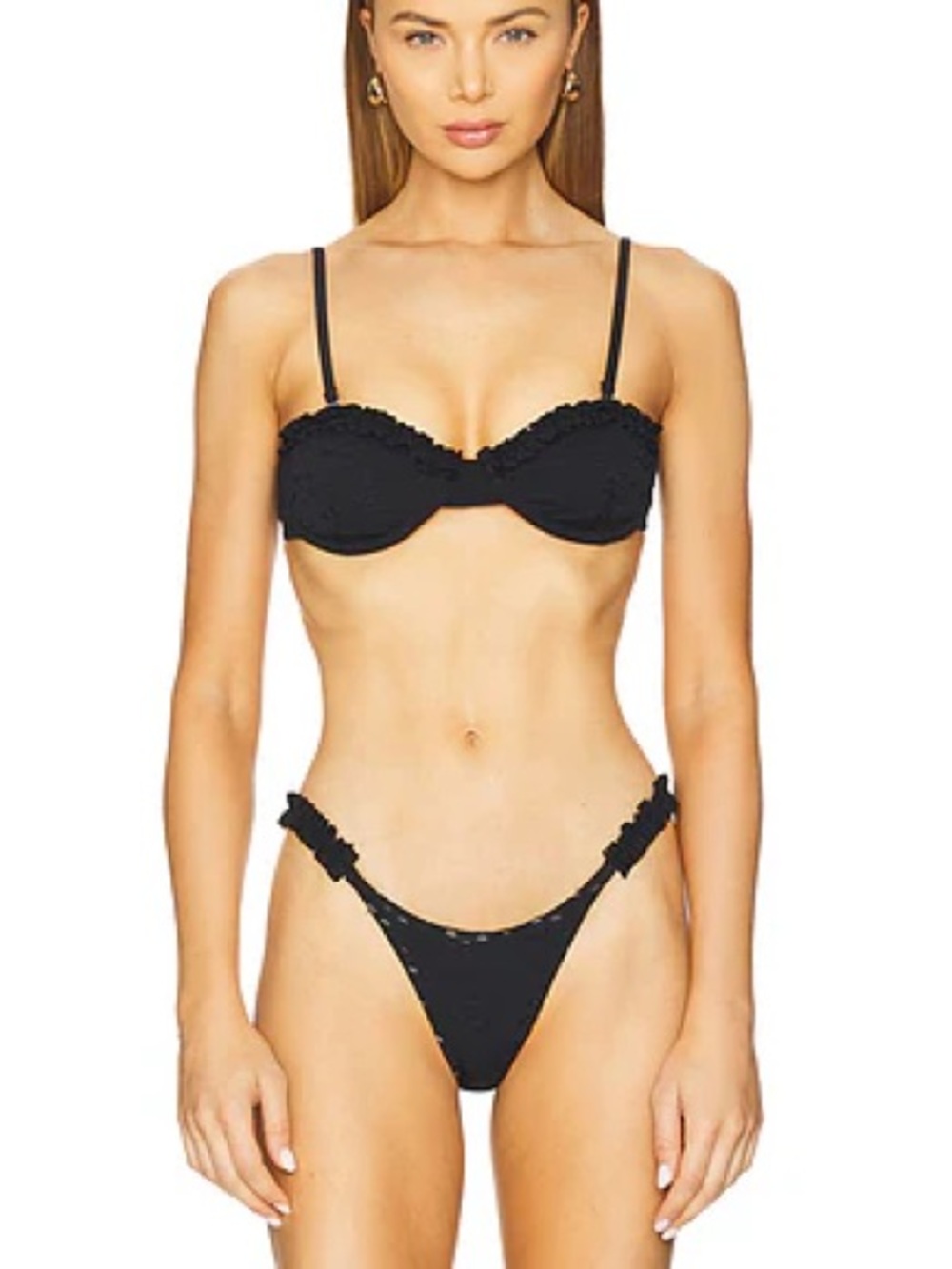 MORE TO COME Amelia black eyelet bikini set